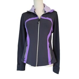 Lululemon Athletica Jacket Zip Up Purple Black Thumbholes Athleisure‎ Size 10